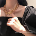 Ins net red exaggerated multi-layer metal chain necklace women, Mori clavicle chain choker hip-hop necklace